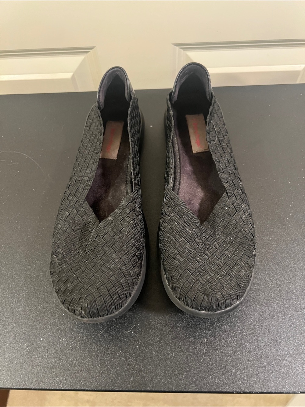BareTraps Black Woven Slip-On Loafers